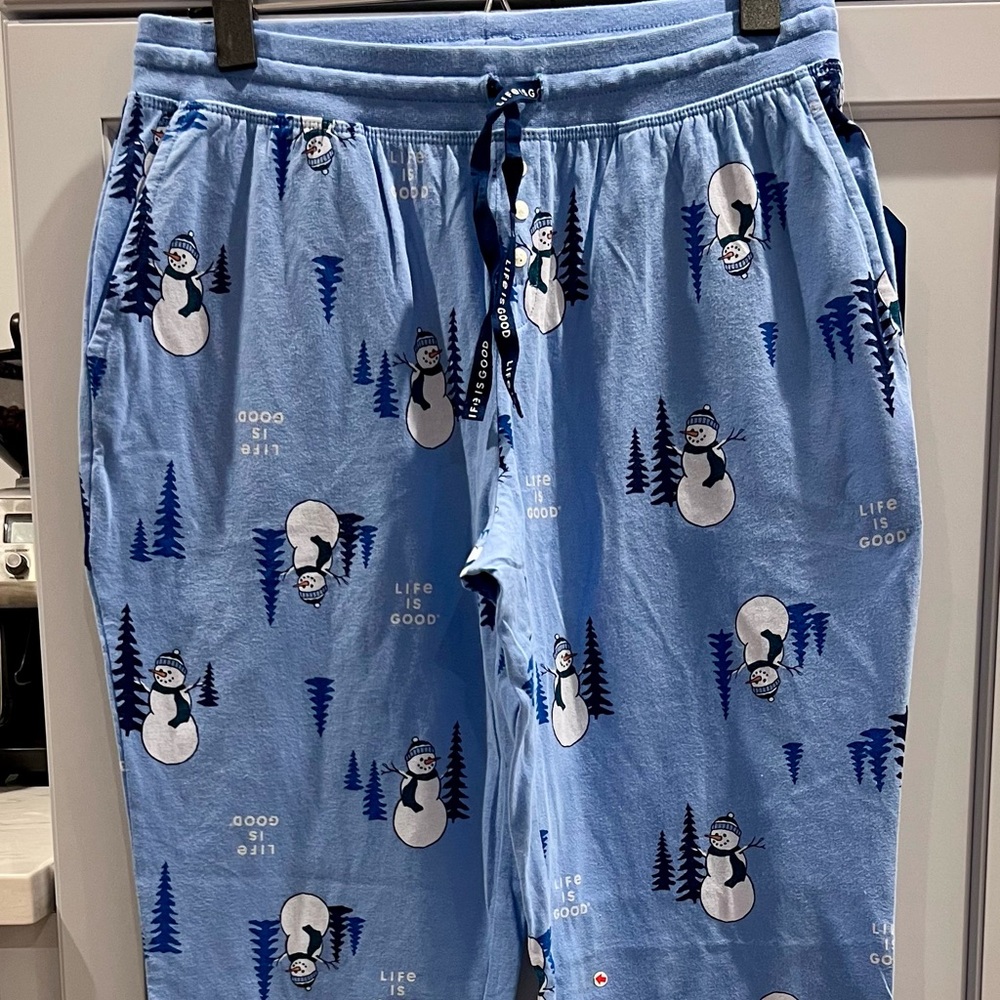 Life Is Good Blue Snowman Pajama Pants